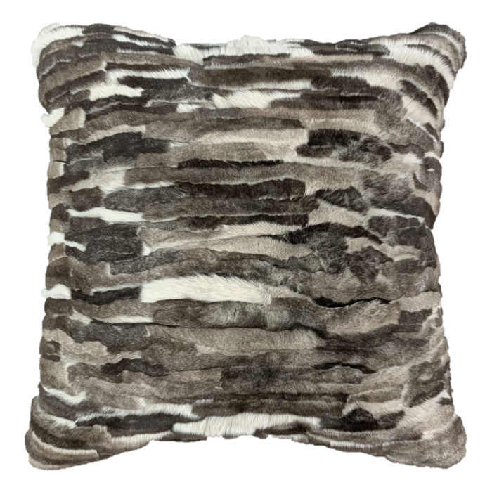 Fur Cushion Grey Patchwork Square gris Caresse Orylag 1