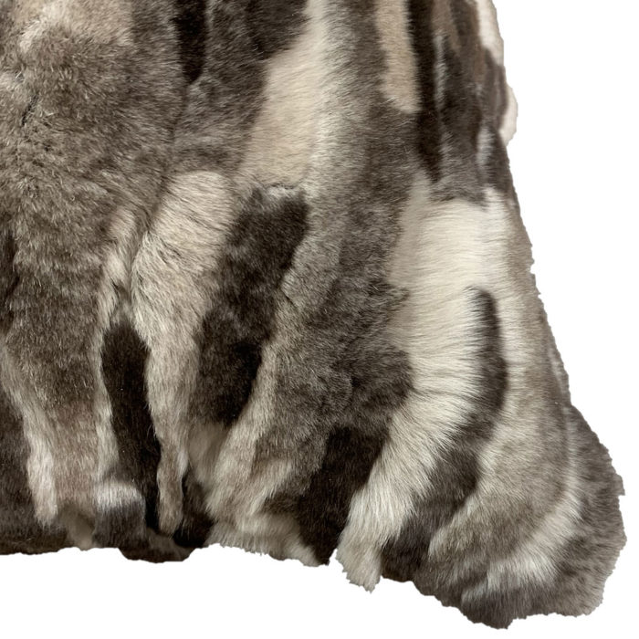 Fur Cushion Grey Patchwork Square Caresse Orylag 2