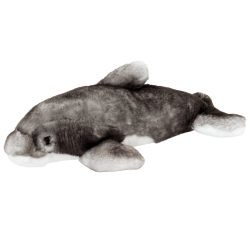 Peluche dauphin gris profil gauche