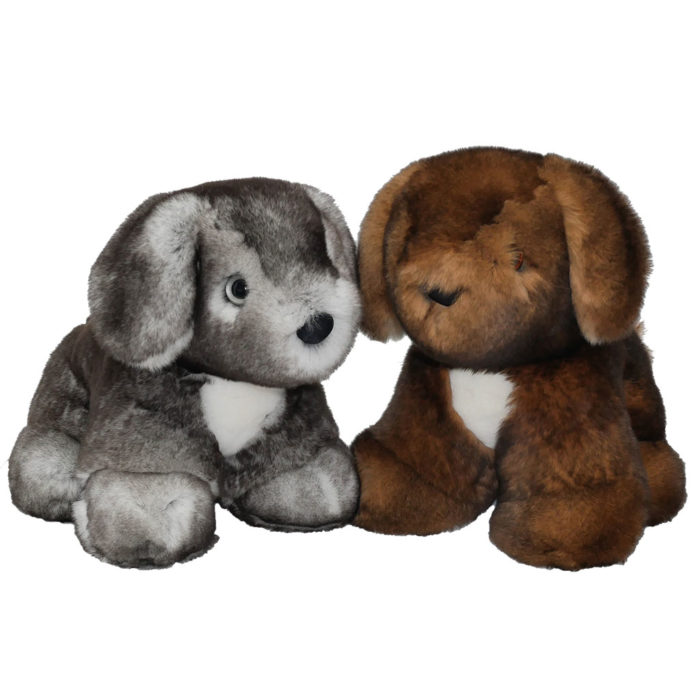 peluche chiot marron et gris caresse orylag