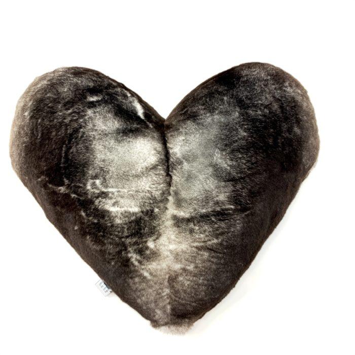 Heart Cushion Grey Orylag Fur